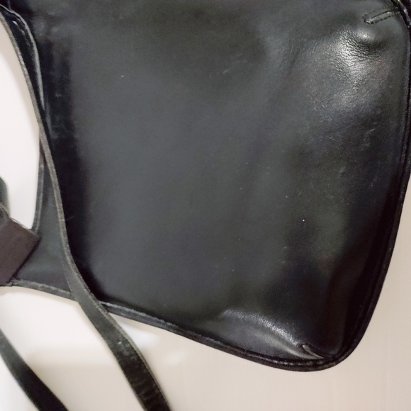 Vintage Coach Black Leather Slim Hippie Flap Crossbody Saddle Messenger Bag 9135 - Picture 10 of 14